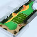 Outdoor Sports Field Layout With Football Pitch Green Zones Trees And Colorful Sections