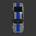 Silver Sports Car With Blue Stripes Two Door Aerodynamic Design And Alloy Wheels