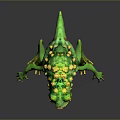 Green Spiky Frog Monster With Yellow Eyes In Standing Pose