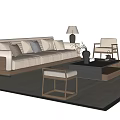 Modern Living Room Sofa Coffee Table Set With Cushions Chairs Floor Lamp And Rug
