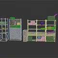 Various Storage Furniture Units With Metal Shelves Drawer Cabinets And Wooden Boxes