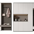 Elegant Modern White Shoe Cabinet With Hanging Rack Bench And Storage 3d model