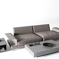 Modern Gray Two Seater Sofa with Coffee Table Side Table and Lamp Decorative Items 3d model