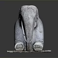 Artistic Stone Elephant Sculpture in Reclining Position on Textured Stone Base