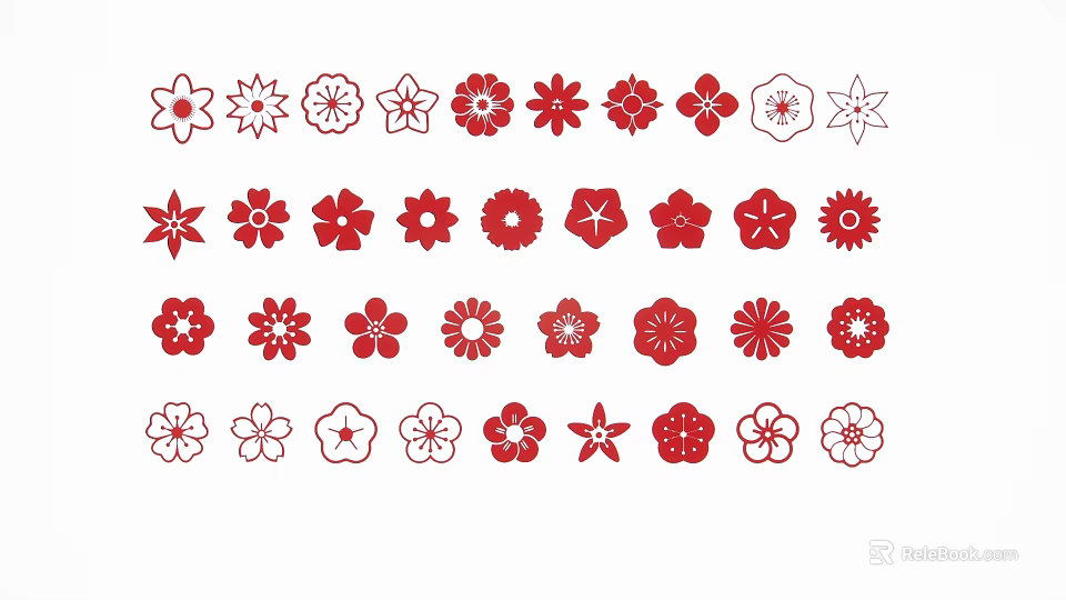 Decorative Red And White Flower Shaped Pendants With Various Designs 3d model 