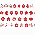Decorative Red And White Flower Shaped Pendants With Various Designs 3d model