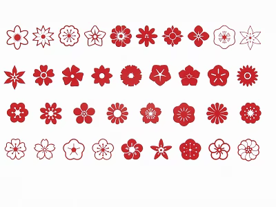 Decorative Red And White Flower Shaped Pendants With Various Designs 3d model
