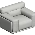Modern Beige Leather Single Sofa With Sleek Armrest And Comfortable Backrest 3d model