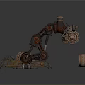 Rusty Mechanical Character And Biomechanical Creature Featuring Metal Joints And Parts
