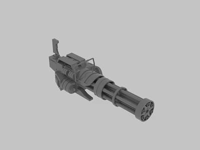 Gray Multi Barrel Machine Gun With Detailed Metallic Structure And Tactical Design 3d model