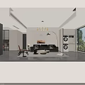 Modern Minimalist Open Plan Living And Dining Area With Cozy Stylish Home Furnishings