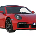 Red Convertible Sports Car With UK License Plate Black Wheels And Front Design Headlights