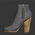 Stylish Gray Suede Ankle Boots With Side Zipper And Block Heel Design