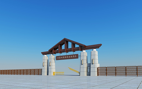 new chinese style gate 3d model