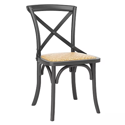 Single Chair with Black Cross Back Frame and Beige Fabric Seat Design 3d model