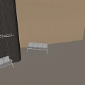 Modern Public Chairs With Gray Seats And Metal Frames In Wooden Beige Wall Setting