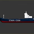 CMA CGM Cargo Ship With Blue White Hull Red Deck And Upper Structure