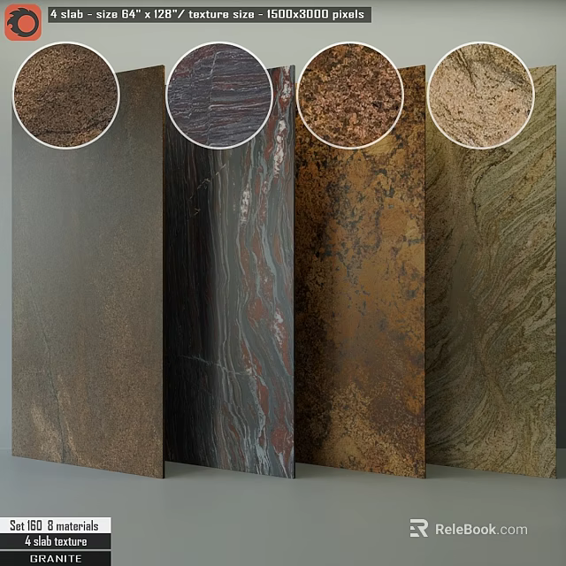 Building Components Featuring Various Stone Texture Panels And Color Sample Displays 3d model 