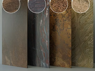 Building Components Featuring Various Stone Texture Panels And Color Sample Displays 3d model