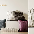 Stylish Woven and Velvet Throw Pillows in Purple Gray Beige Tones