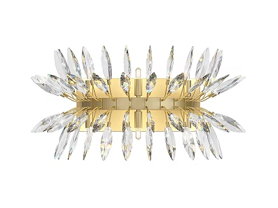 Elegant Crystal Chandelier With Gold Base And Slender Radiant Crystal Prisms Design 3d model