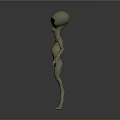 3D Alien Character Model With Large Eyes Slender Body And Dark Background