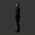 Four Male Characters In Black Uniforms With Distinctive Emblems Standing Side By Side