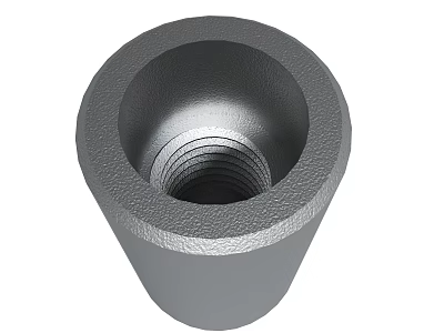 Gray Cylindrical Metal Component With Internal Threaded Structure And Textured Surface 3d model