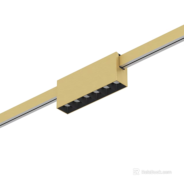 Downlights Spotlights on Golden Track Rail Modern Ceiling Lighting with Adjustable Design 3d model 