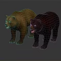 Two Realistic Standing Brown And Dark Brown Bear Sculptures With Detailed Features 3d model