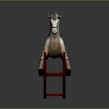 Classic Red Rocking Horse With White Body Red Saddle And Rocking Base