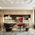 Elegant Hotel Room Interior With Red Wine Rack Bar Counter Marble Wall And Bar Stools