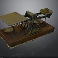 Vintage Balance Scale With Wooden Base Metal Frame Scale Plate And Weights