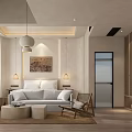 Hotel Guest Room With Light Colored Interior Fireplace TV Window Plant And Sofa