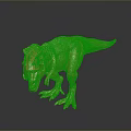 Golden Tyrannosaurus Rex Dinosaur Model With Textured Surface On Dark Reflective Background