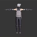 3D Game Movie Character With White Hair Headband Sword Arm Guards And Open Arms