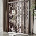 Chinese-style carved window partition 3d model