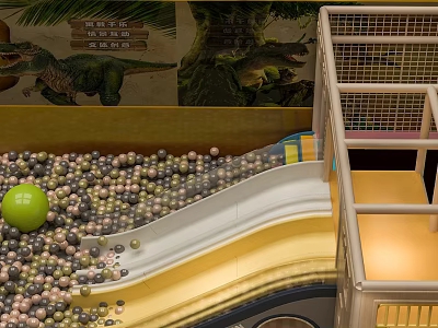 Indoor Kids Play Equipment With Dinosaur Theme Ball Pool And Slide 3d model