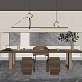 Tea Table and Chair Combination Chandelier Mushroom Stone Tea Set 3d model