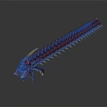 Mythical Fantasy Creature Character With Red Body Yellow Spikes Long Segmented Form