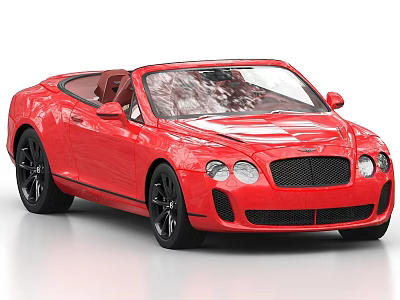 Red Convertible Sports Car With Black Wheels And Luxury Grille Design 3d model