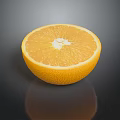 Fresh Juicy Sliced Orange Half With Bright Pulp On Dark Background