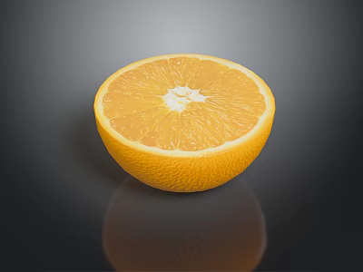 Fresh Juicy Sliced Orange Half With Bright Pulp On Dark Background 3d model