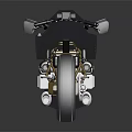 Sleek Modern Motorcycle Design With Dark Metallic Body And Gold Accent Frames
