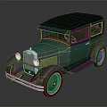 Vintage Green Classic Car With Black Roof And Retro Design Elements