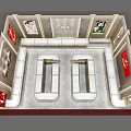 Elegant Luxury Jewelry Store Interior With Glass Display Counters Marble Floor And Ceiling Lights