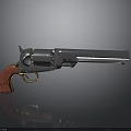 Vintage Revolver With Silver Metal Barrel Red Wooden Grip And Shiny Finish