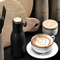 Stylish Kitchen Utensils With Wooden Cutting Boards White Canisters Coffee Cup And Utensil Holder