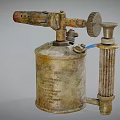 Vintage Industrial Equipment with Metal Tank Nozzle Valve and Pipe for Heating