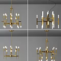 Modern Golden Geometric Chandelier Design With Multiple Bulbs For Interior Decor 3d model